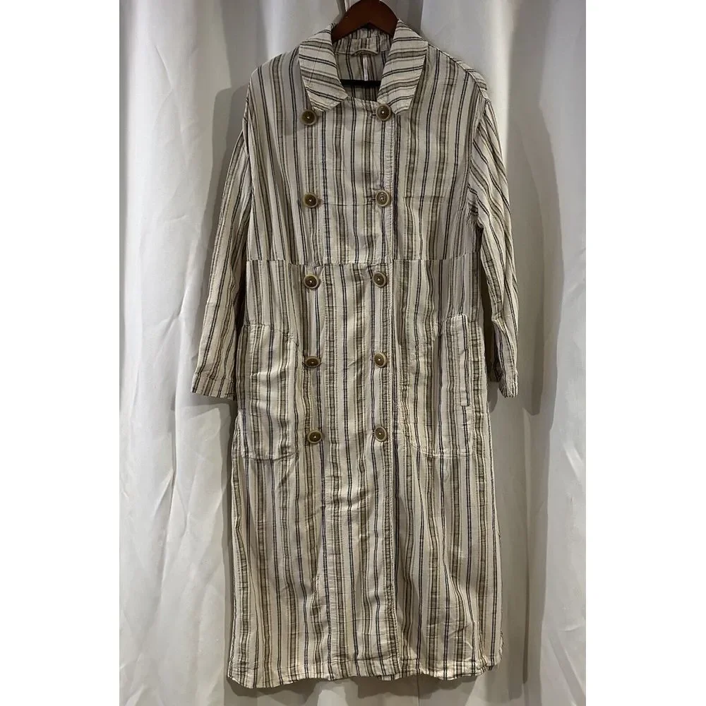 Free People‎ Sweet Melody Trench Coat Blazer Top Women Size Small Beige